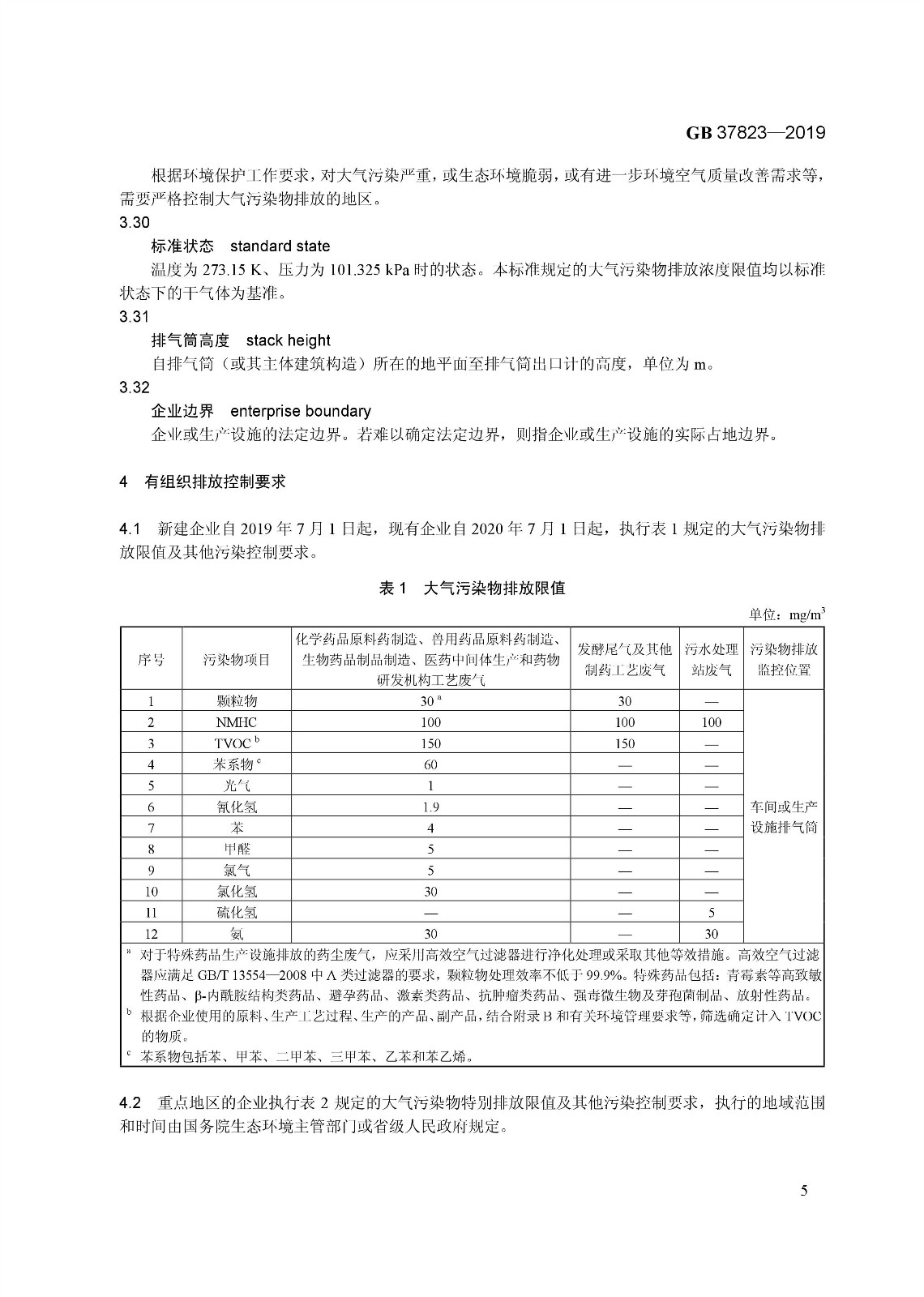 7月1日起實施《制藥工業(yè)大氣污染物排放標準》( GB 37823—2019) 7月1日起實施《制藥工業(yè)大氣污染物排放標準》( GB 37823—2019)